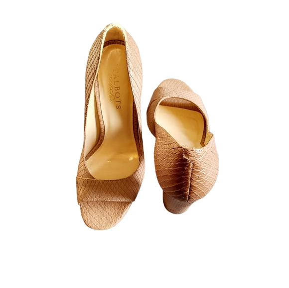 Talbots Leather Faux Snakeskin Embossed Ombre Peep Toe Block Heel Size 7B - Picture 10 of 15